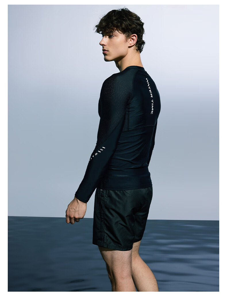 WATERTIME / Shuichuan Men's Swimsuit, Hot Spring Long-Sleeve Quick-Dry Surfing Swimwear, Single Top, XXL 14