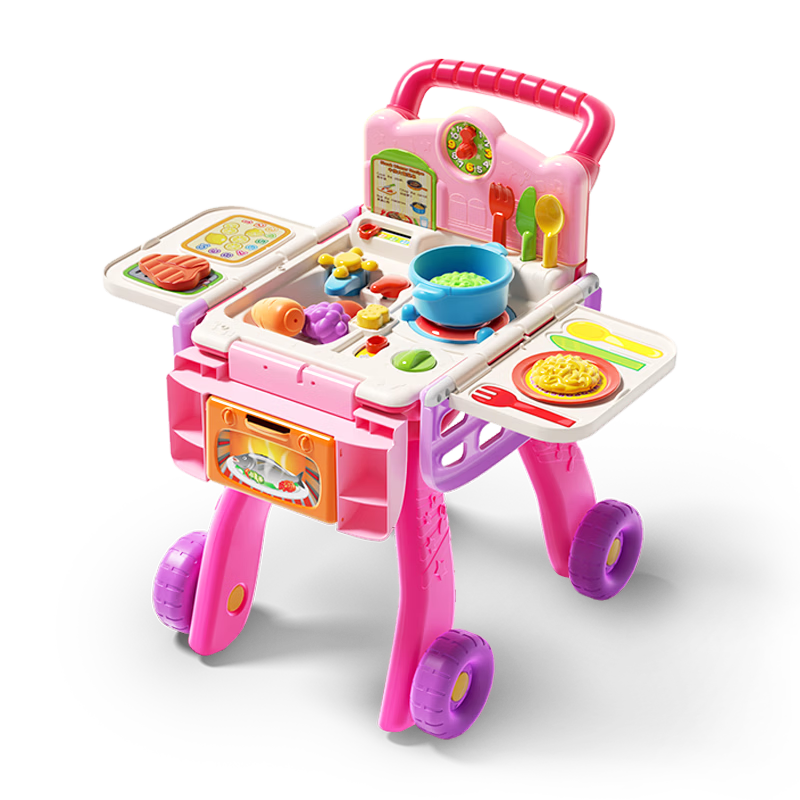 Vtech Pretend Play Toy Girl Kitchen Shopping Cart Pushcart Realistic Cooking Set Ages 2-5 Birthday Gift