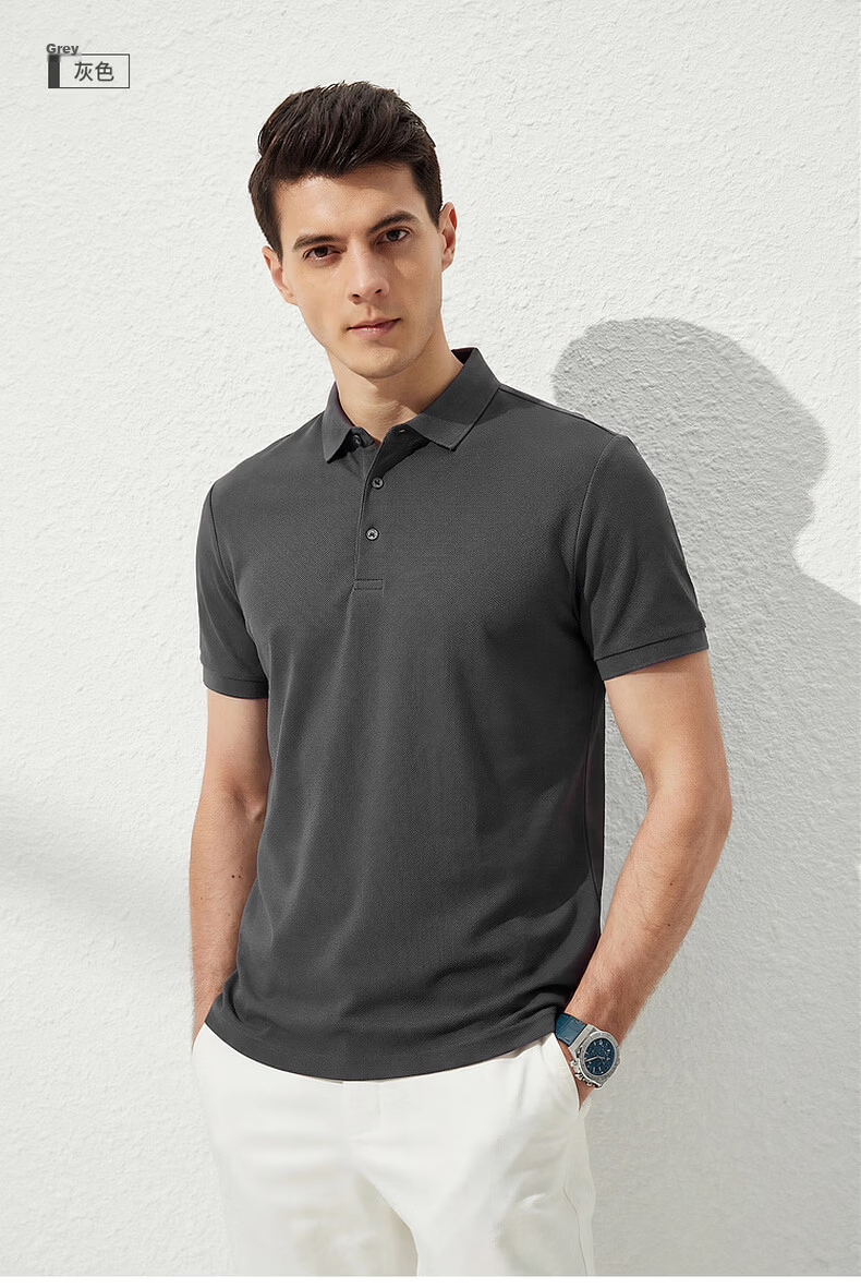 FIRS 100% Cotton Mercerized Summer Short Sleeve Polo Shirt 2026 New Men's T-Shirt High-End Top 13