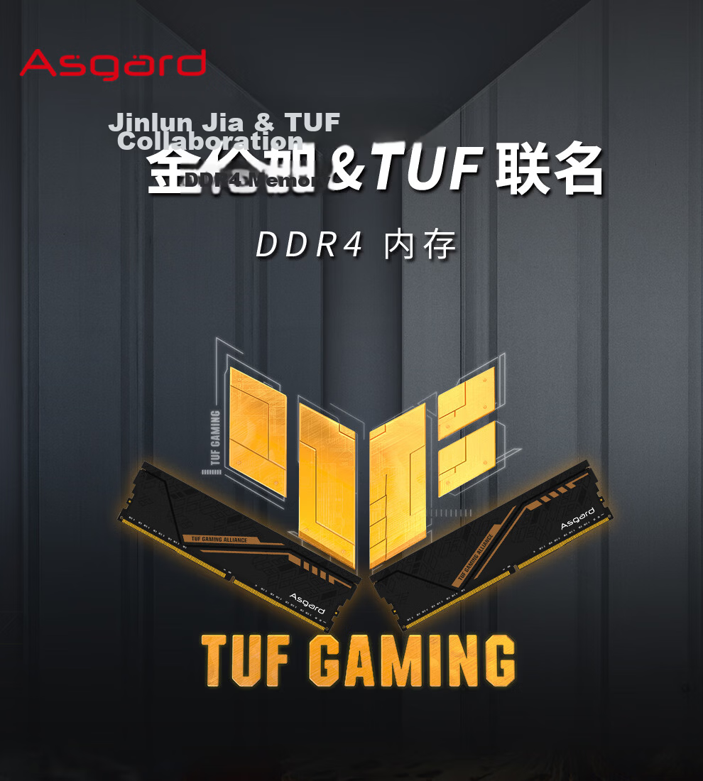 Asgard 32GB (16GB X 2) DDR4 3200 Desktop Memory Module, Jinlun Jia & TUF Co-Branded Edition, Heat Spreader, Selected Chips, CL18, Black Orange Armor AI Computer Accessory 2