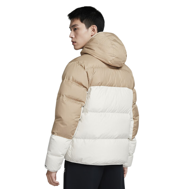 NIKE Men's Winter Short Hooded down Jacket, Sports Windproof Coat, WR Series DV1132-247 Khaki XL