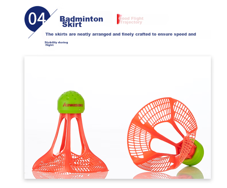 KAWASAKI Outdoor Durable Windproof Plastic Badminton Shuttlecocks Set of 3 6