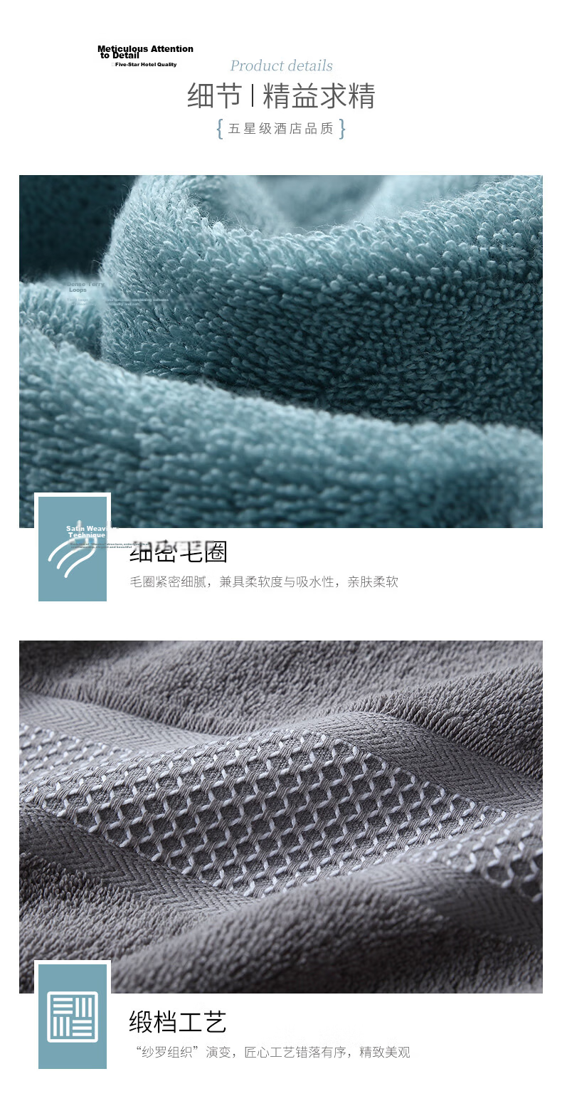 Canasin Pure Cotton Antibacterial Towel, Soft And Absorbent Five-Star Hotel Face Washing Sports Towel Single Pack Blue 180g 10