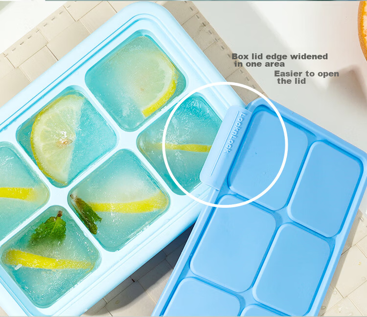 LOCK&LOCK Silicone Baby Food Ice Cube Tray, Infant Food Freezing And Storage Mold, Steamed Cake Mold for Children, Blue 8