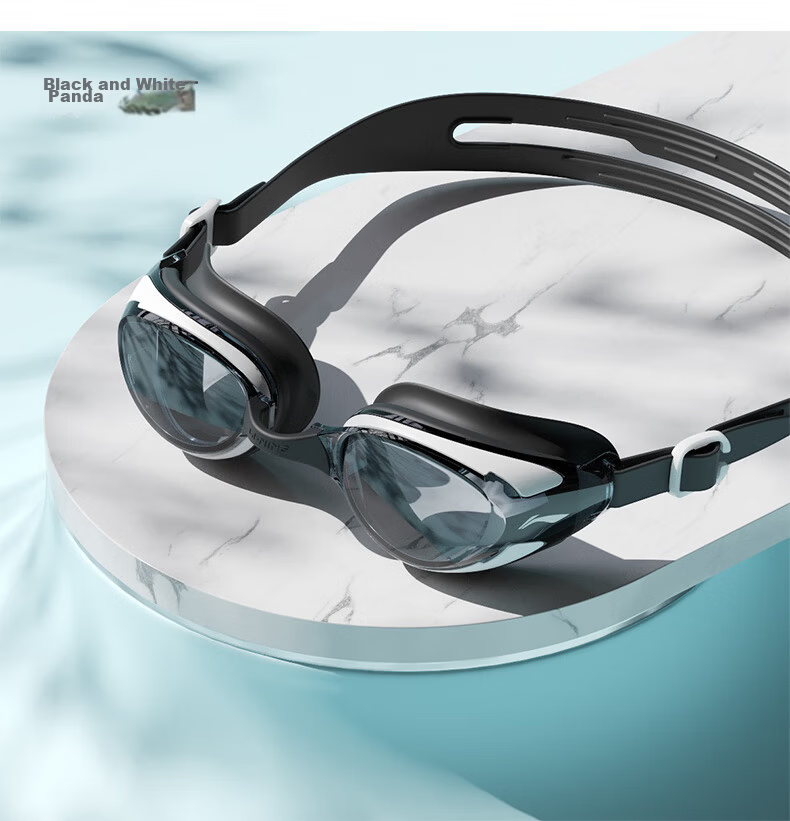 LI-NING Women's Swimming Goggles and Swim Cap Anti-Fog Men's High-Definition Swimming Glasses Prescription Swimming Goggles White 24-19 18