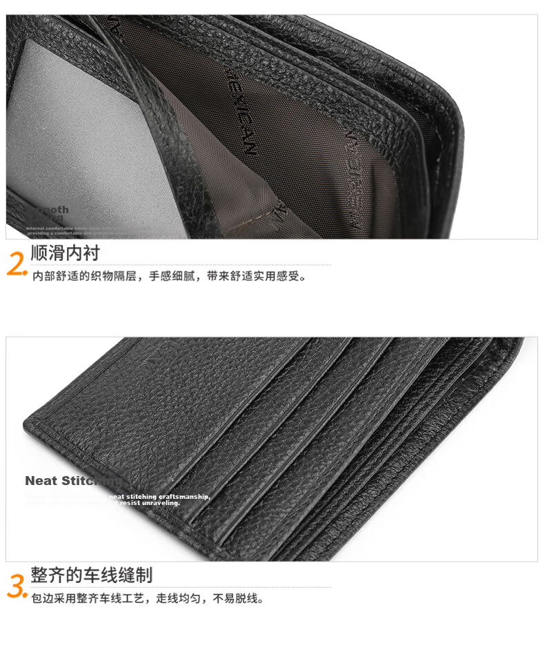 MEXICAN Genuine Top-Grain Leather Short Wallet for Men, High-Quality Gift Box Birthday Present for Boyfriend Or Father 15