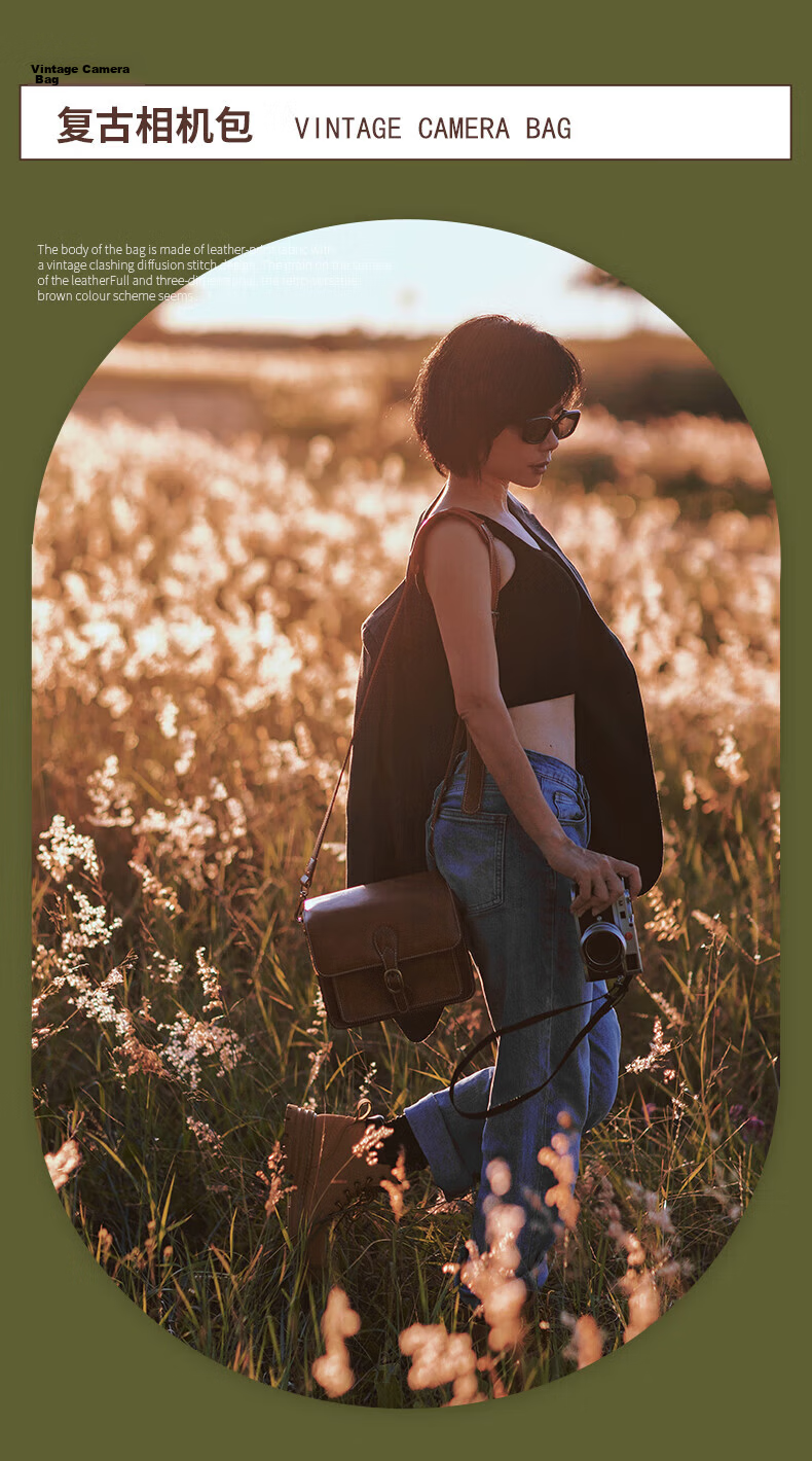CWATCUN Kaden Single Shoulder Camera Bag Vintage Crossbody Handheld Handmade Commuter Bag for Mirrorless and DSLR Cameras 3