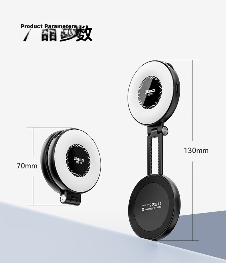 Ulanzi LM23 Magsafe Magnetic Panda Light Three-Color Temperature Fill Light Soft Beauty Lighting for iPhone 16 Selfie Photography Live Streaming Outdoor 15