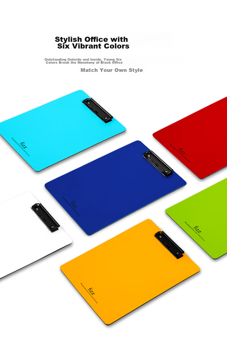 Fizz High-Quality A4 Thickened PP Writing Clipboard/Desk Pad/Hard File Folder/Office Supplies/Student Stationery Sky Blue A6383 5