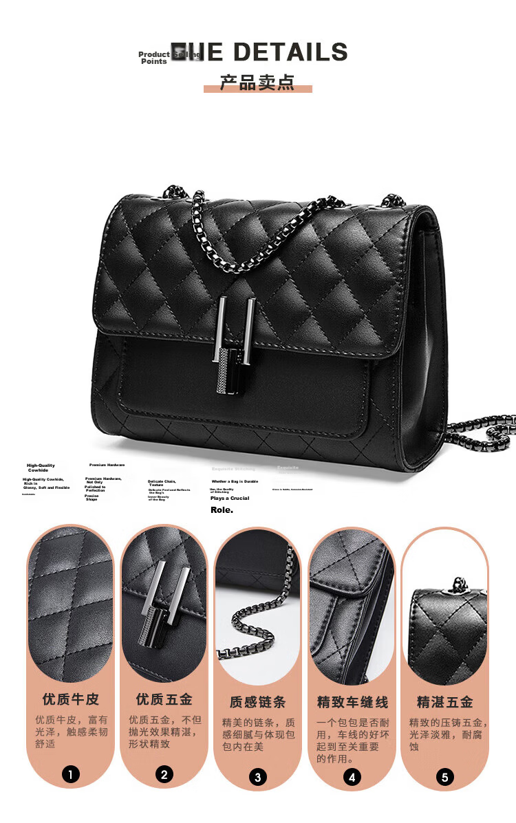 RED DRAGONFLY 2026 New Women's Handbag, Cowhide Crossbody Shoulder Bag, Diamond Pattern Square Bag, Birthday Gift for Mom 5