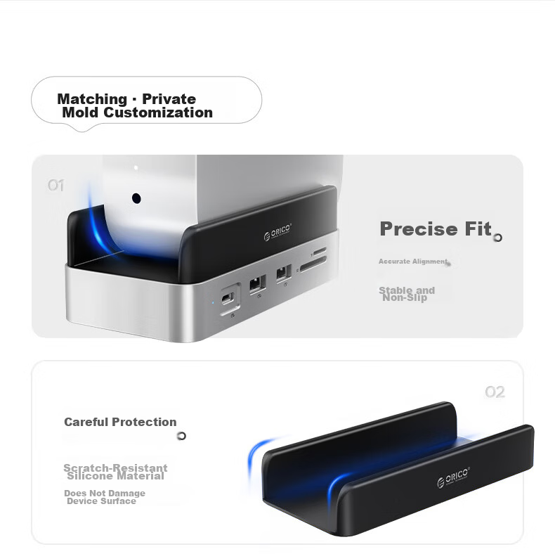 ORICO Macmini M4 Expansion Dock Hard Drive Enclosure Converter M.2 Desktop Storage Vertical Stand Dock Base Accessory MiniDock (HDD Not Included) 5