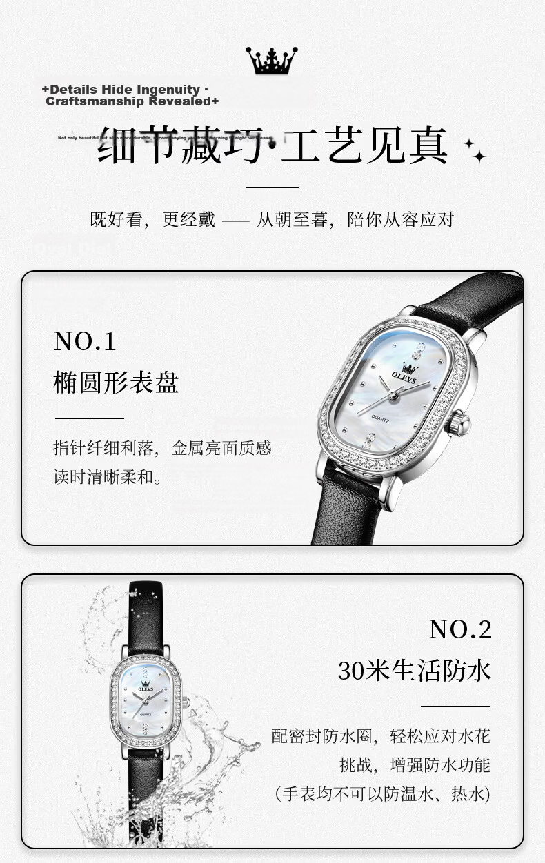 OLEVS New Square Women's Watch Swiss Certified Quartz Waterproof Luxury Birthday Gift for Girlfriend Wristwatch 10