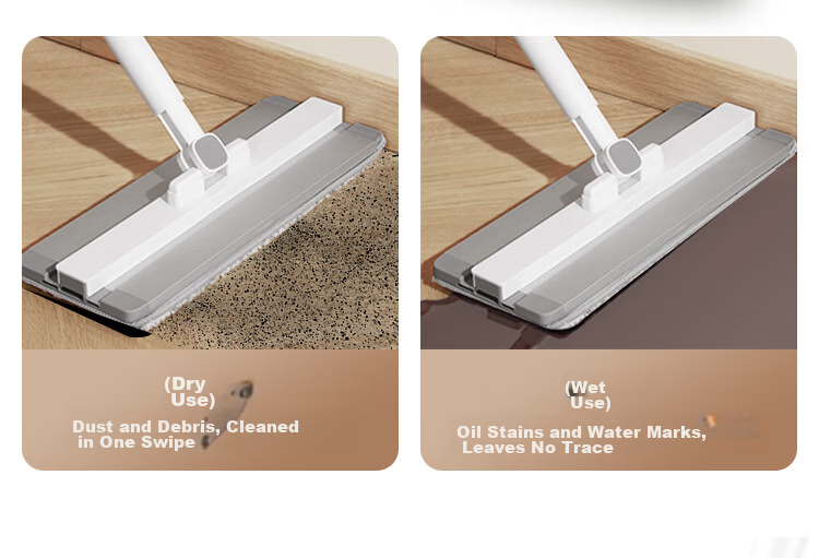 JD Jingzao 32cm Flat Mop with Dirty Water Separation and Scraper Bucket, Hands-Free Cleaning Household Set with Bucket and 2 Mop Cloths 11