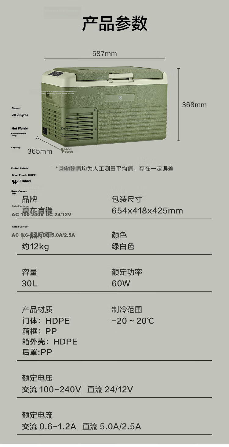 JD Original Car Refrigerator 20L Large Fridge for Sedans, Home Use Mini Outdoor Camping Quick Cooling Low Noise PU Insulation Freezer Storage 15