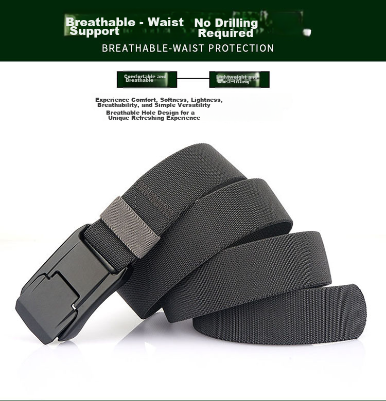 Extreme Tactical Men's Quick-Release Buckle Woven Belt Outdoor Workwear Trendy Canvas Elastic Casual Military Training Waistband 12