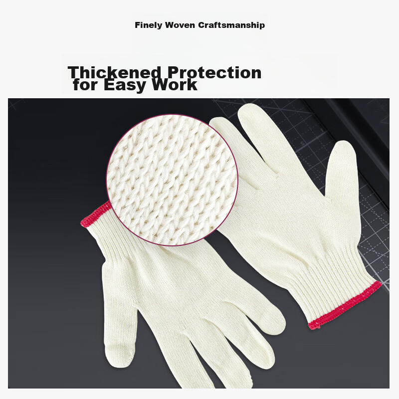Huixiang Cotton Thread Work Gloves 600g/Pack 600 Pairs Durable Anti-Slip Construction Work Gloves Warm Reinforced Edges 9