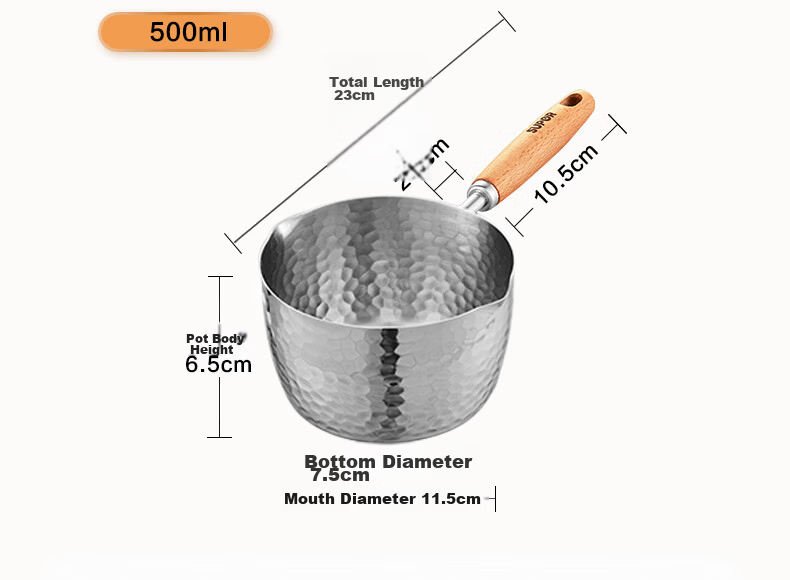 SUPOR Oil Pouring Pan, 316 Stainless Steel, Household Hot Oil Drizzling Frying Mini Flat Bottom Pan Spoon KGF50DT10 15