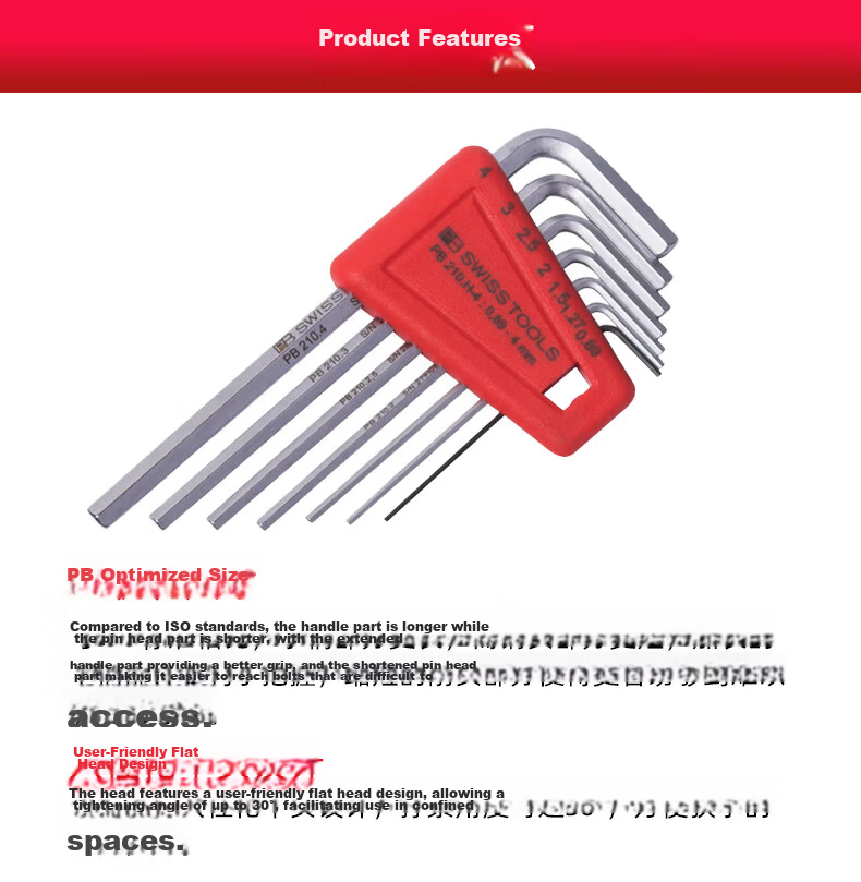 PB SWISSTOOLS Swiss Imported Metric Extended Hexagon L-Shaped Wrench Ball Head Manual Tool PB 212.LH-6 7-Piece Set 4