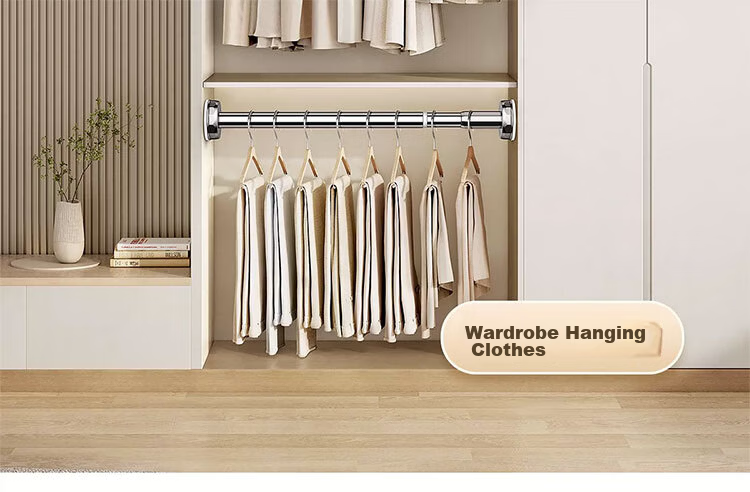 Futuristic Telescopic Clothes Drying Rod No-Drill Balcony Clothes Rack Stainless Steel Shower Curtain Rod Wardrobe Hanging Rod Support 70-120cm 29