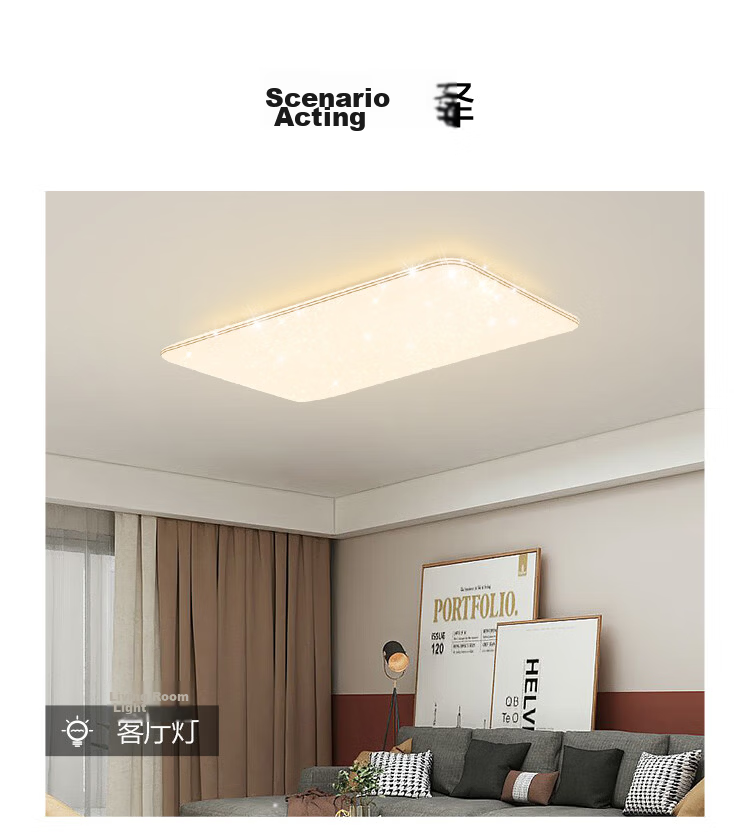 NVC LED Ceiling Light Gold Edge Starry Sky Full Spectrum Three-Color 48W for Bedroom and Dining Room 14