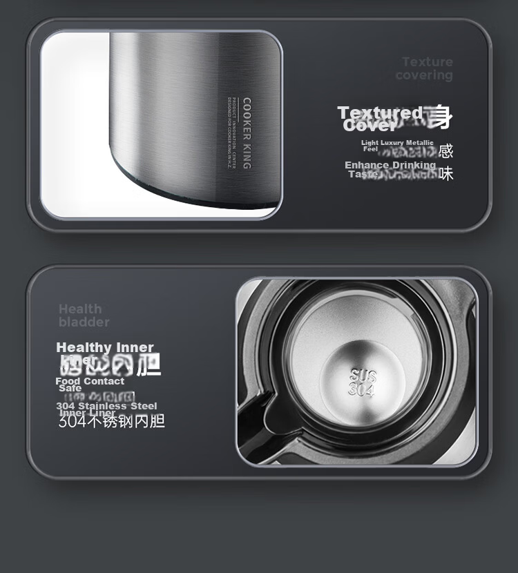 Chuida Huang Insulated Flask 316L Stainless Steel Large Capacity Household Hot Water Kettle Thermos Integrated Seamless Liner 1.5L Matte Black 15