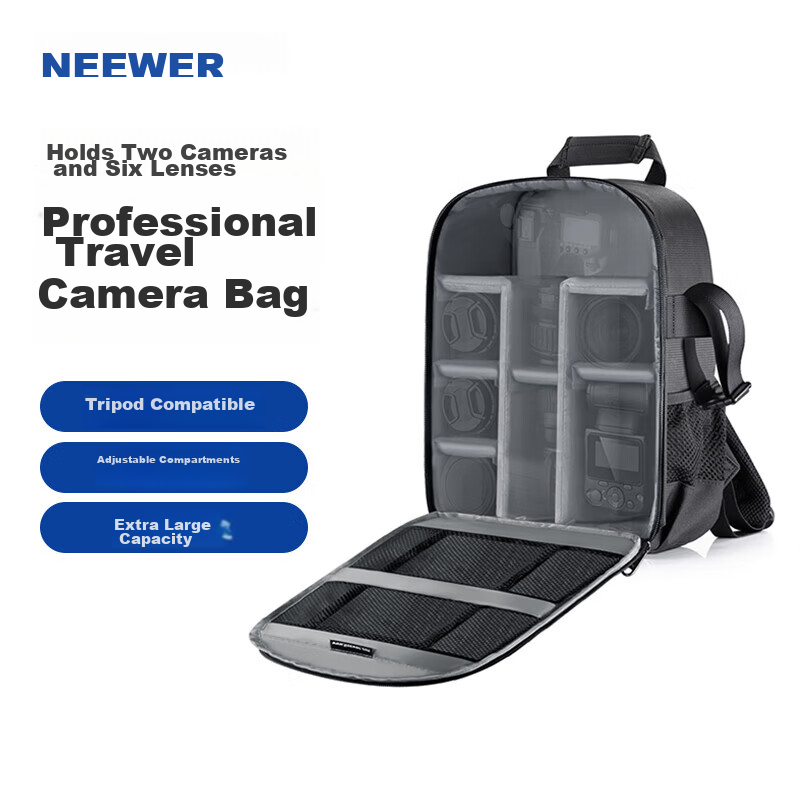 NEEWER NW3300 Camera Bag Rolling Luggage Large Capacity Backpack with Wheels Professional Photography Lens Bag Outdoor Travel Safe Photography Rolling Luggage DSLR Camera Waterproof Bag