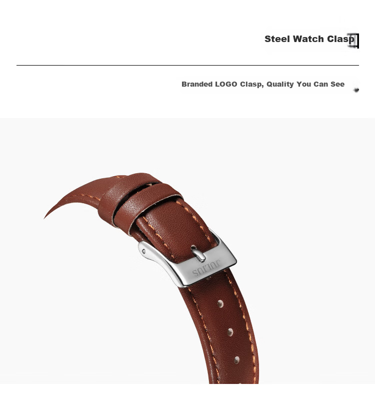 Julius Men's Watch Simple Leather Strap Fashion Trendy Waterproof Quartz Watch Valentine's Day Gift for Boyfriend 17