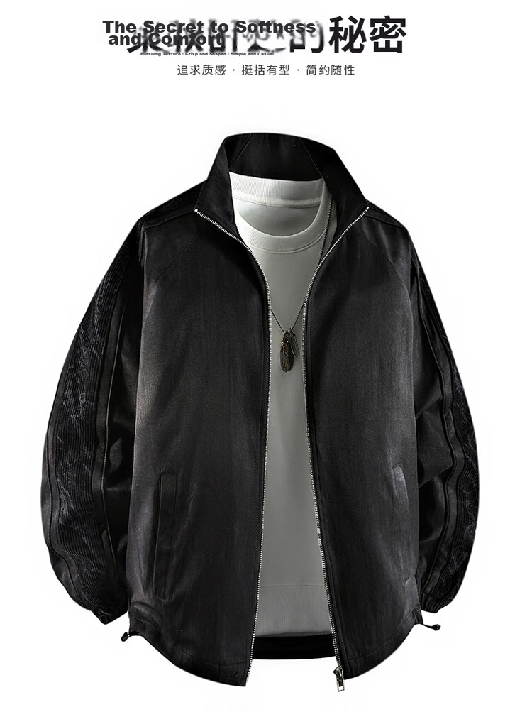 JEEP SPIRIT Men's Jacket Casual High-End Sporty Stand Collar Spring Autumn Outerwear 3