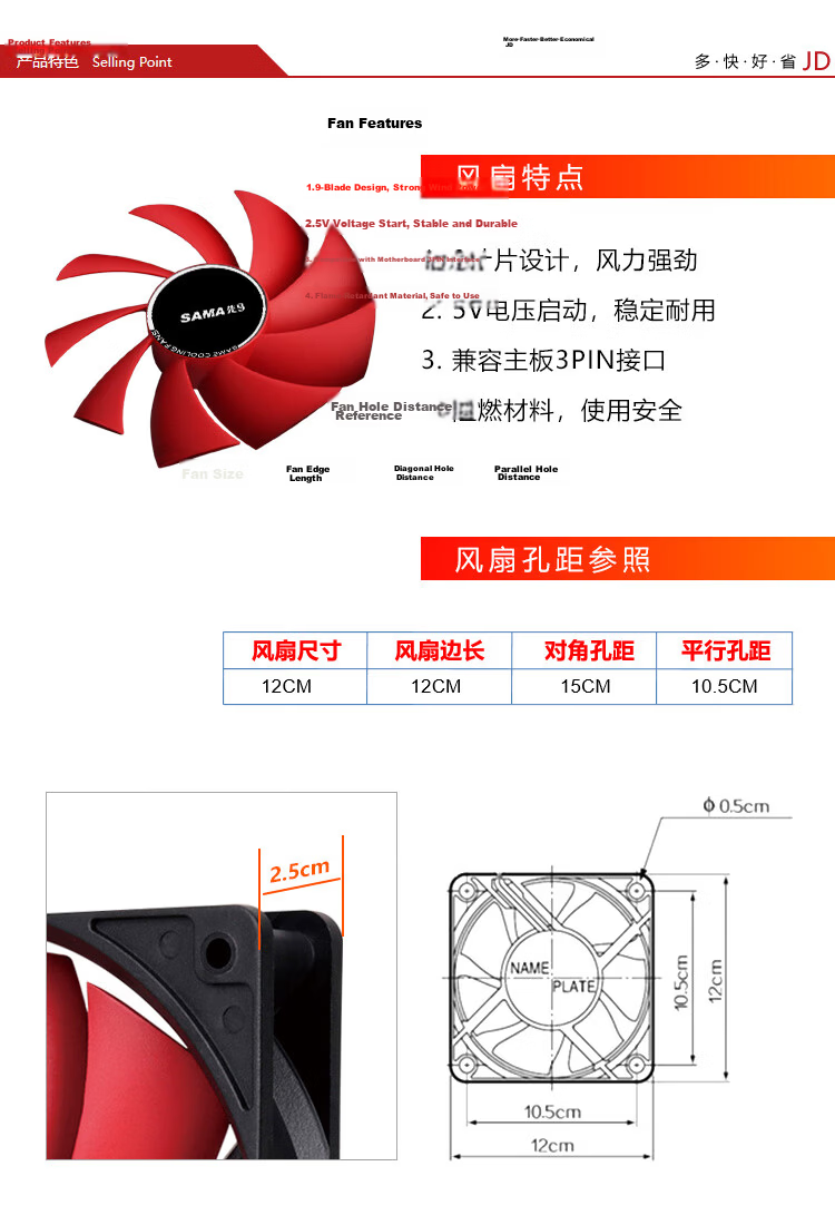 SAMA Turbo V1 Gray Matte 12CM Case Cooling Fan High Airflow Hydraulic Bearing PWM Speed Control Small 4-Pin Multi-Fan Daisy Chain 16