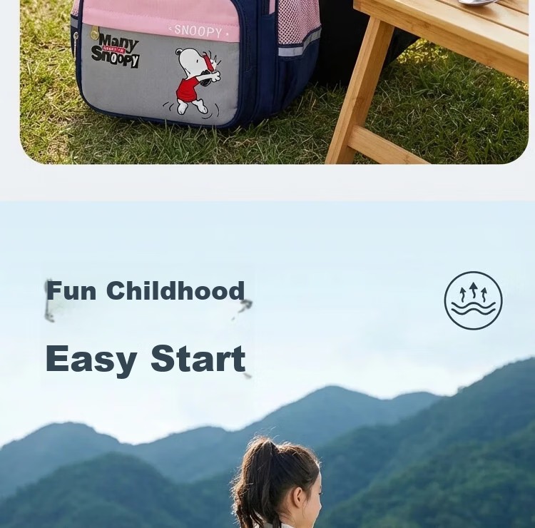 SNOOPY Spinal Protection Children's School Backpack for Girls Grades 1-3-6 Elementary Student Casual Small Green Boys Shoulder Bag 4