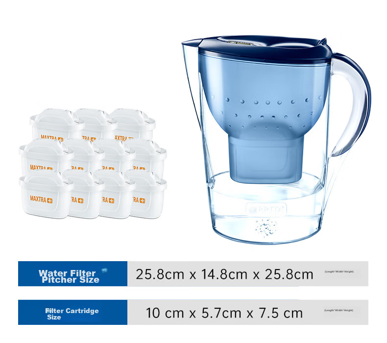 Birande (BRITA) Water Filter Pitcher, Household Water Filtration Pitcher, Ocean Series, 3.5L Blue, One Pitcher with Three Cartridges, Eco-Friendly Reinforced Packaging 10