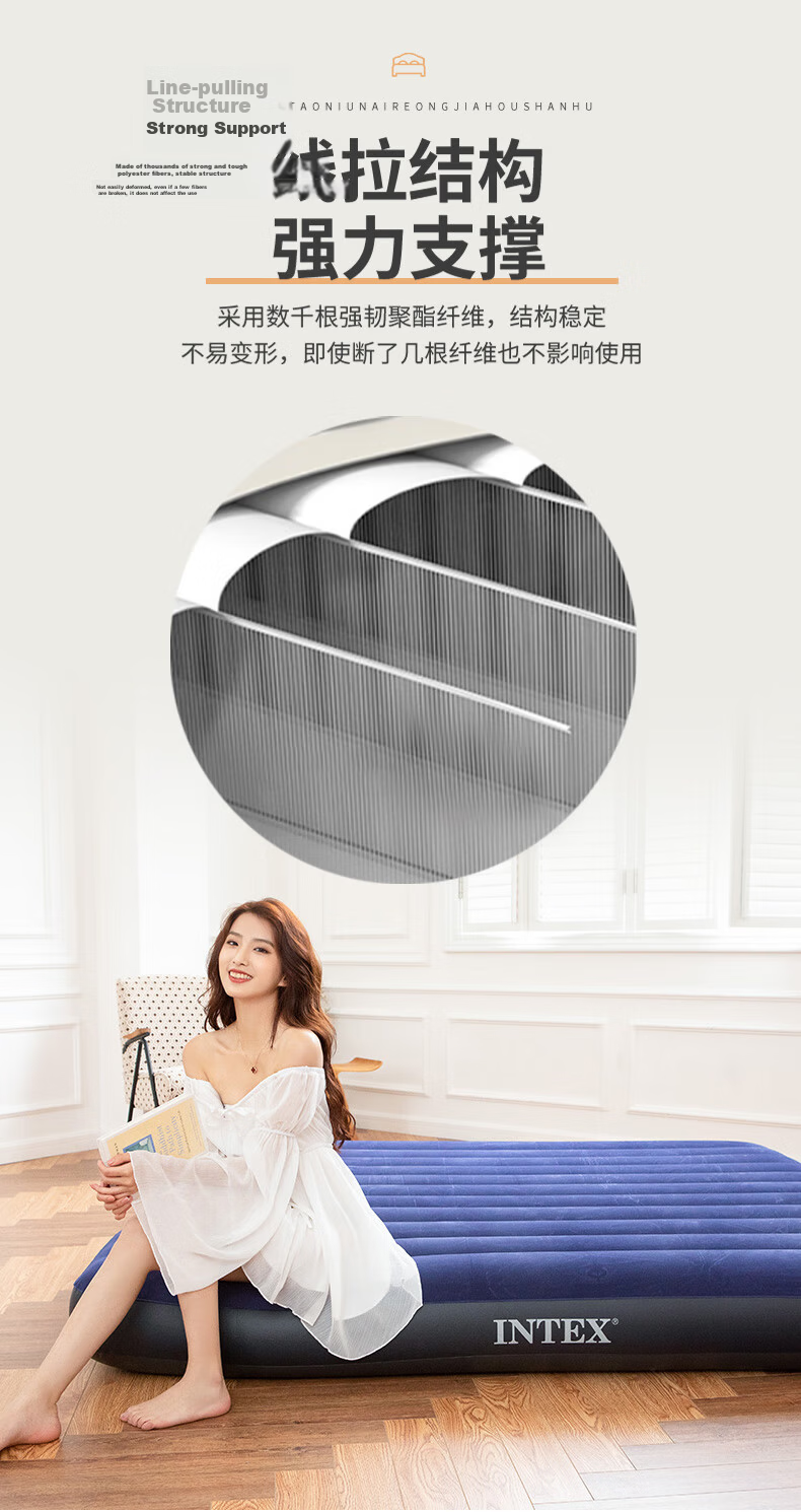 INTEX Inflatable Camping Air Mattress, Foldable Bed for Home Use, Double Inflatable Bed with Tent Mat 64758N 4