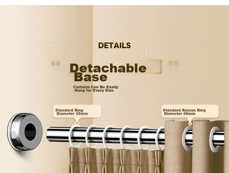 Futuristic Telescopic Clothes Drying Rod No-Drill Balcony Clothes Rack Stainless Steel Shower Curtain Rod Wardrobe Hanging Rod Support 70-120cm 45