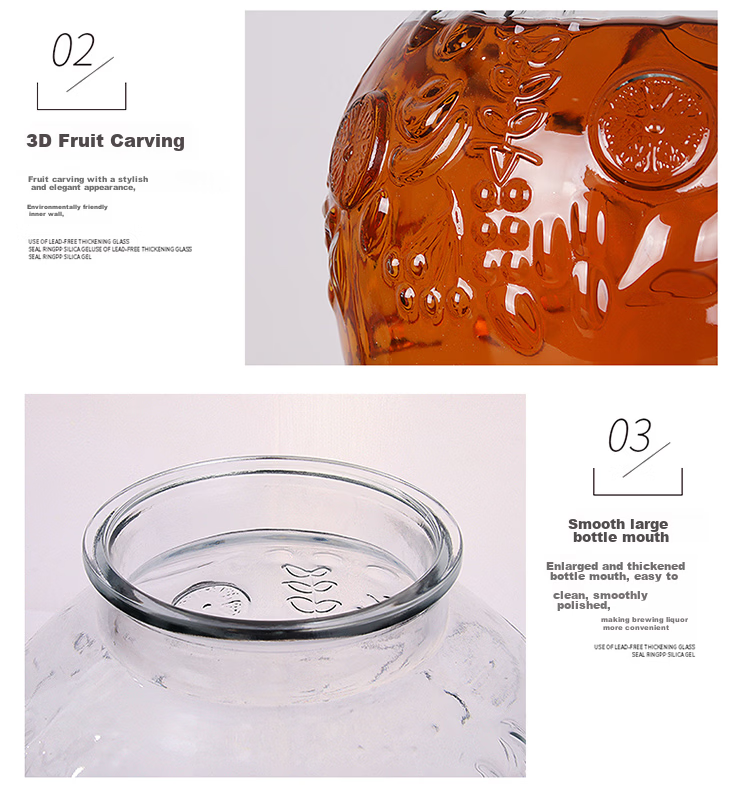 BJ Pickling Jar, Pickle Crock, Alcohol Infusion Container, Dessert Stand, Beverage Bucket, Juice Jug, Cola Bottle, Fruit Container, 8 Jin Capacity 5