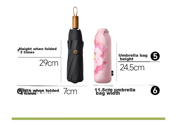Beneunder UV Protection Sun Umbrella Sunscreen Umbrella Three-Fold Double-Layer Black Coated Rain and Sun Umbrella BM011 Bluebell 31