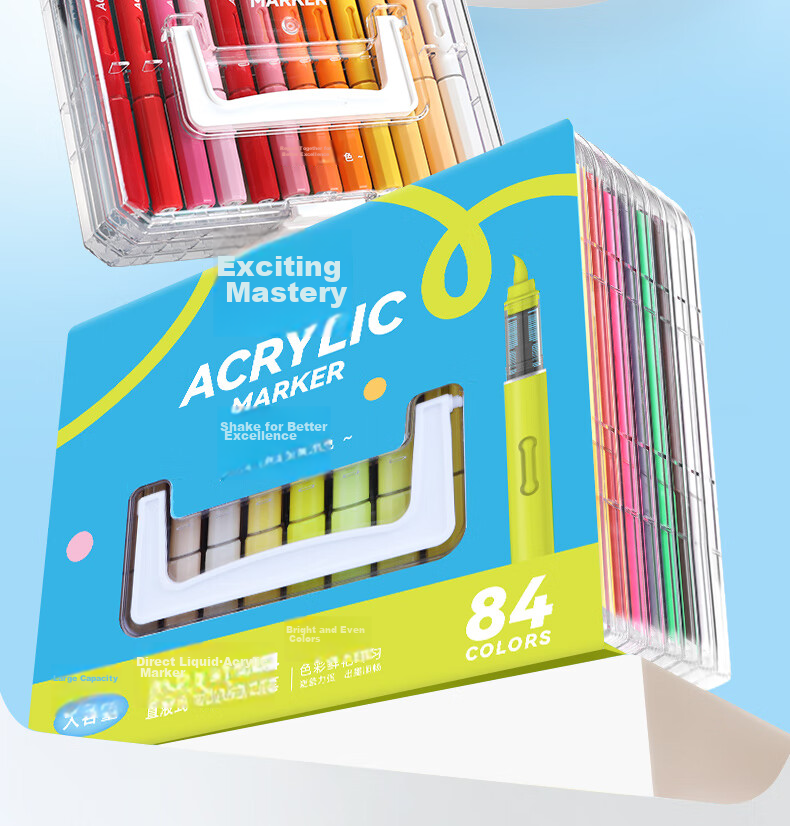 Master Back-to-School Stationery 60-Color Liquid Acrylic Marker Soft Tip Smart Ink Control Layerable Watercolor Pen Large Capacity High Coverage Brush Handwritten Report Doodle Marker 16