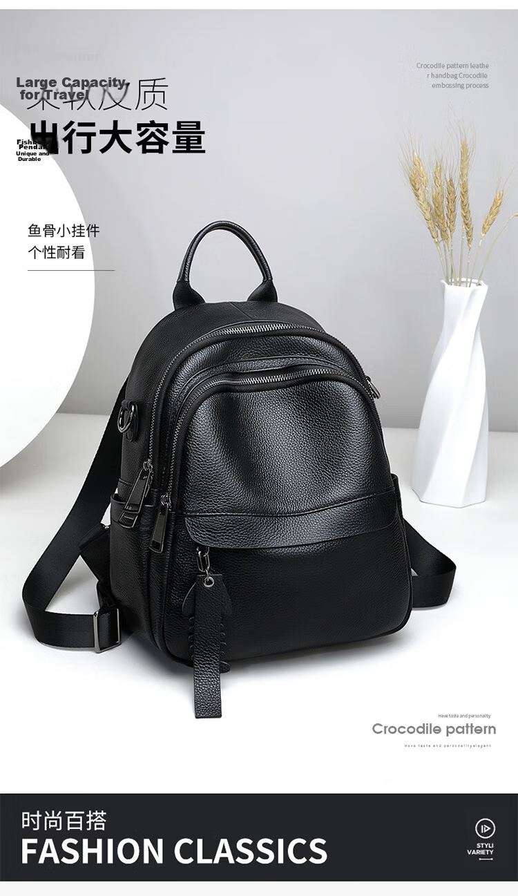 Viney Women's Leather Backpack Fashion Large Capacity Travel School Bag for Middle School Students Birthday Gift for Girlfriend 3