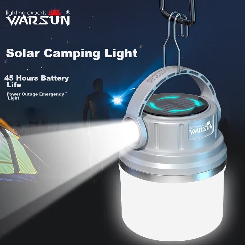 WARSUN Camping Solar Rechargeable Outdoor Emergency Power Outage Super Bright LED Lantern