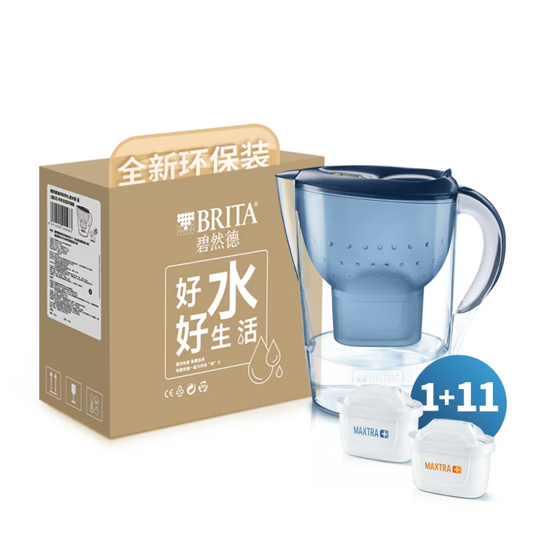 BRITA Water Filter Pitcher Home Use Ocean Series Descaler Expert Edition 11-Pack Replacement Filters Eco-Friendly Reinforced Packaging
