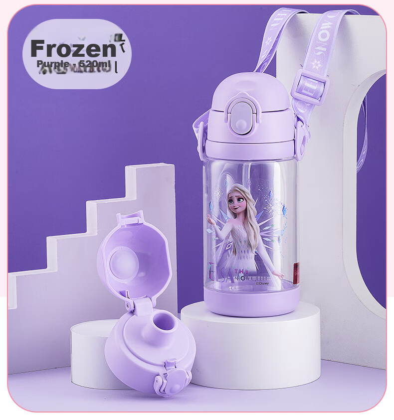 Disney Kids Summer Straw Cup Primary School Direct Drinking Anti-Fall Water Bottle Kindergarten Baby Water Cup 20