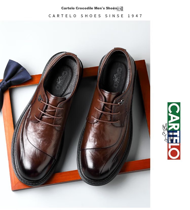 CARTELO British Men's Leather Shoes, Thick-Soled Height-Increasing Business Casual Shoes, Round Toe Soft Cowhide Shoes for Men, 9923 Black Height-Increasing Size 42 17