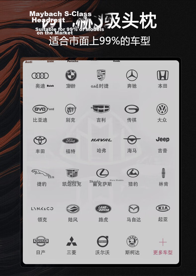 Zhunhang Car Lumbar Support Cushion, Car Headrest, Driver's Seat Back Support, Seat Cushion for Maybach And Mercedes-Benz 15