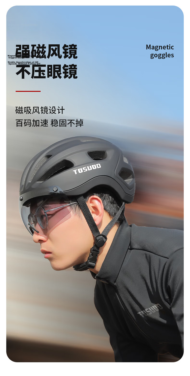 Tasiduizhang Bicycle Helmet with Color-Changing Goggles for Men And Women, Day And Night Use, Breathable And Adjustable Cycling Equipment, Navy Blue, Size L 4