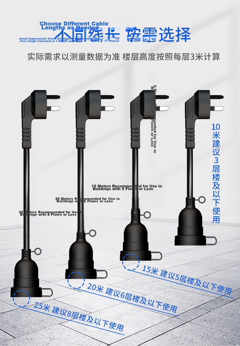 TOWE 16A New Energy Electric Vehicle Charging Extension Cable Socket Power Extension Cord 3-Pin 20m 2.5mm² 4