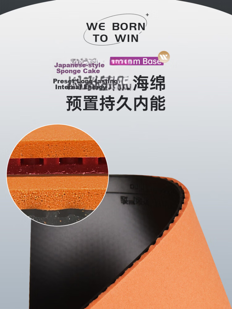 WINION Premium Rotating Blue Sponge Table Tennis Rubber, Anti-Grip Sticky Inner Energy, Red V Medium-Hard, Black 2.15 2