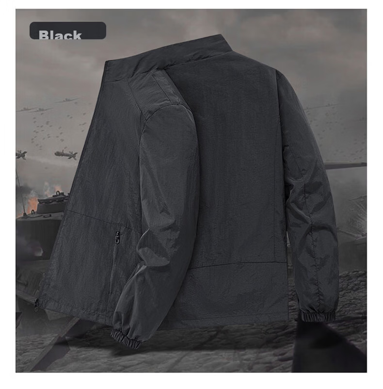 ROMON Men's Summer Breathable Stand Collar Jacket Sports Outdoor Sun Protection Coat Gray 3XL 19