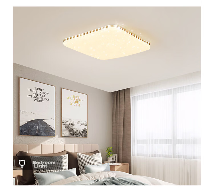NVC LED Ceiling Light Gold Edge Starry Sky Full Spectrum Three-Color 48W for Bedroom and Dining Room 15