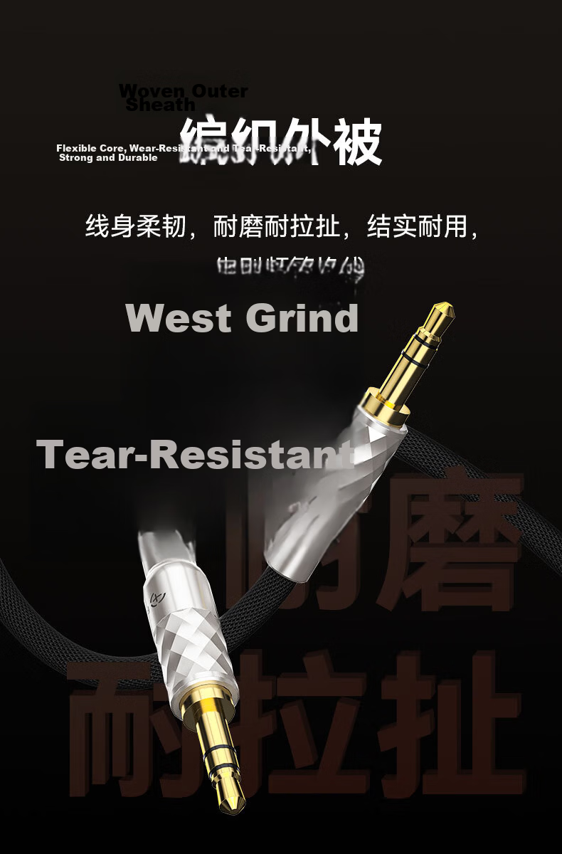 FIBBR 3.5mm Audio Cable AUX Silver-Plated Male to Male for Mobile Phone Headphones Car HIFI Audio Connection Cable 1.5m 6