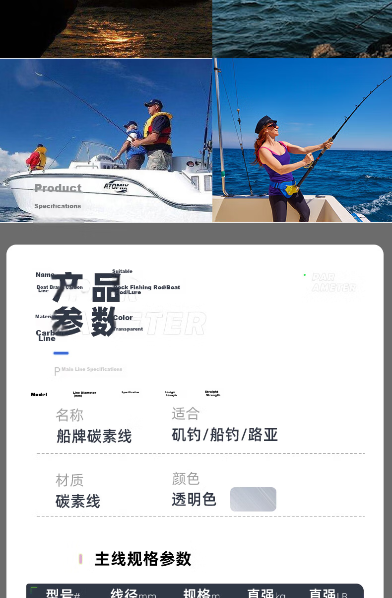 SIMAGO Ximan Du Fishing Carbon Line, Boat Fishing Line, Sea Fishing Line, Lure Fishing Main Line, Leader Line, Strong And Wear-Resistant, 100 Meters, Size 5.0 12
