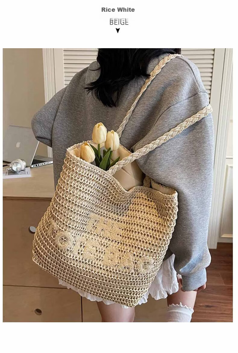 Love Sea Woven Bag Women's Straw Beach Large Capacity Tote Fashion Birthday Gift Premium Feel for Girlfriend Wife 2